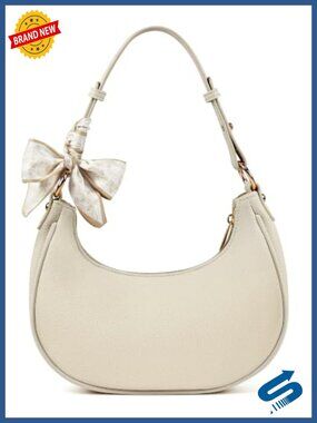 Litchi Leather Underarm Purse Hobo Shoulder Bag with Scarf